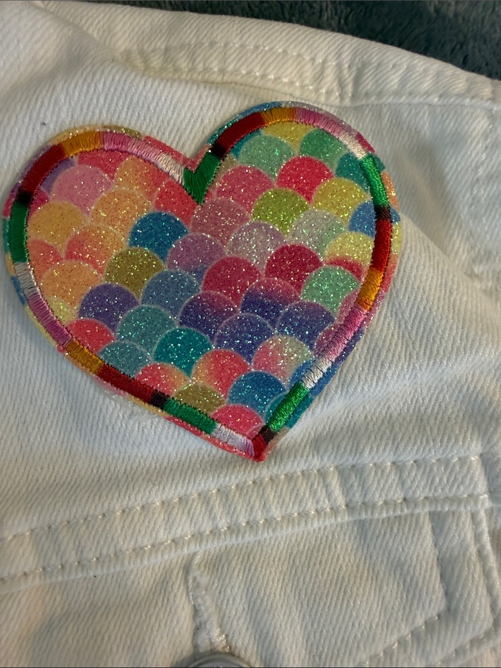 SO White Girls' Denim Jacket with Colorful Hearts & Floral Patches - Picture 3 of 6